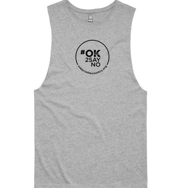 Adult Muscle Tank Front-Mid Logo - Grey Marle  Thumbnail